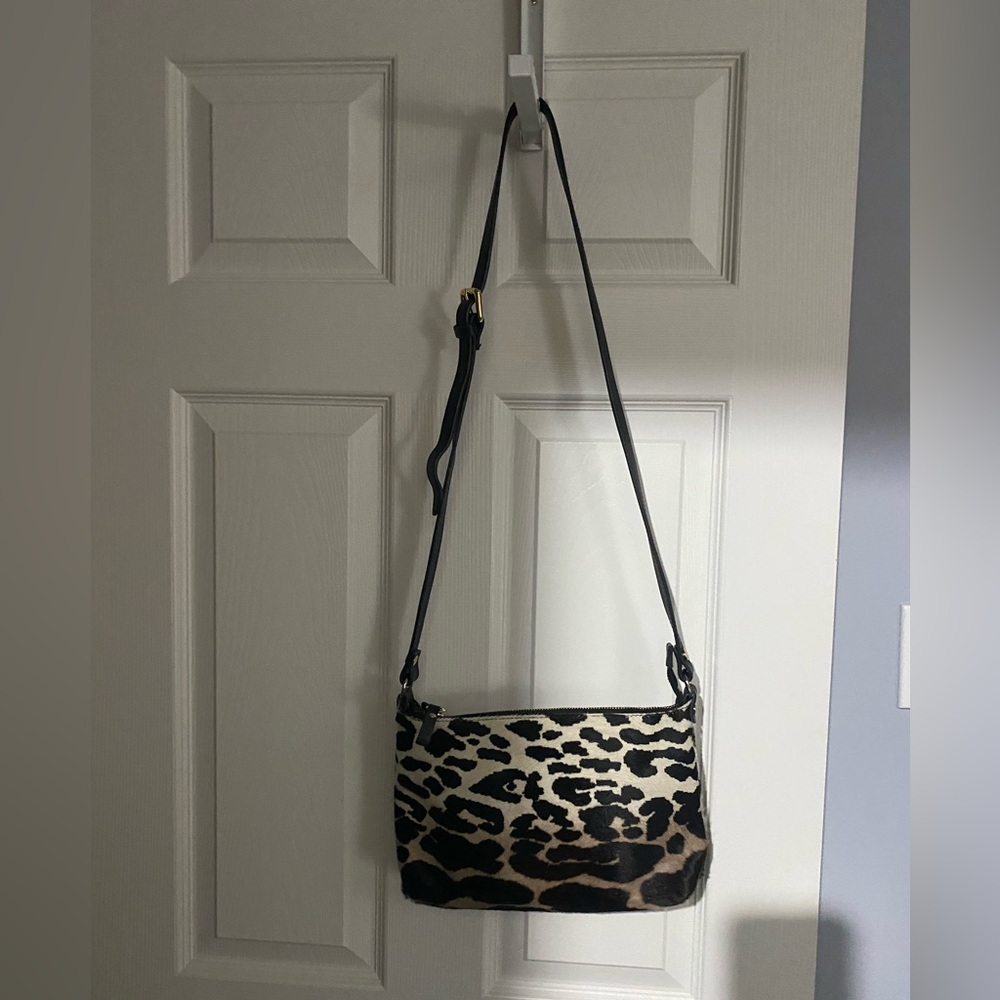 Beautiful Italian leather calfskin animal print shoulder bag.